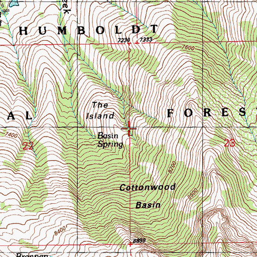 Topographic Map of The Island, NV