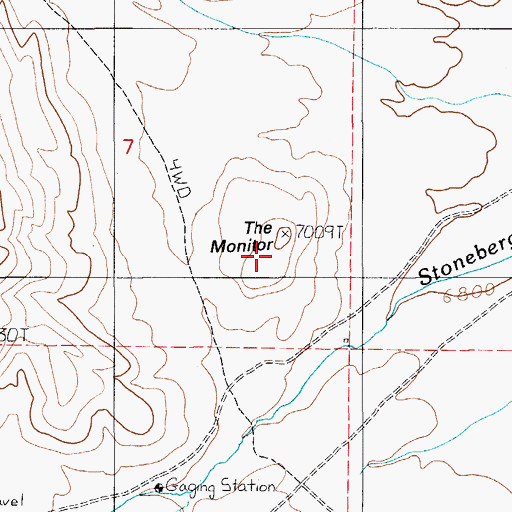 Topographic Map of The Monitor, NV
