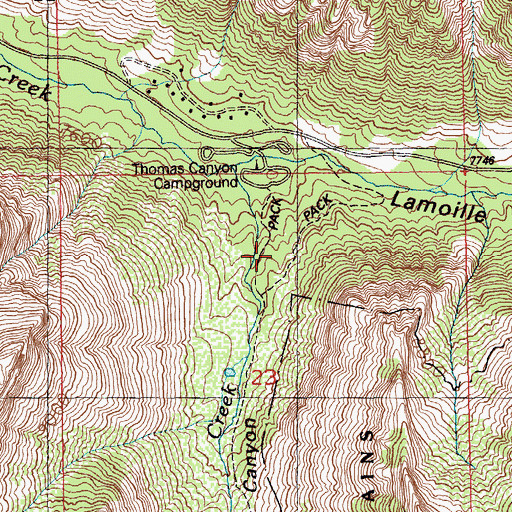 Topographic Map of Thomas Canyon, NV