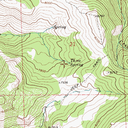 Topographic Map of Three Spring, NV