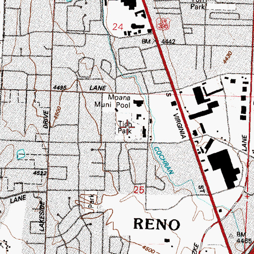 Topographic Map of Tigh Park, NV