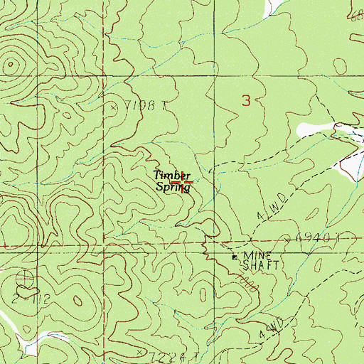 Topographic Map of Timber Spring, NV