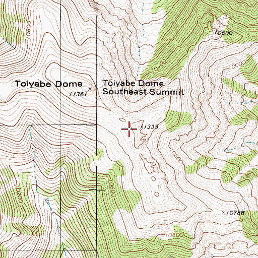 Topographic Map of Toiyabe Dome Southeast Summit, NV