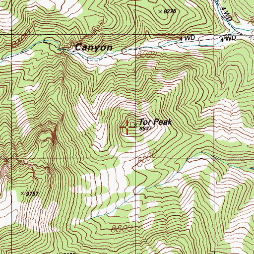 Topographic Map of Tor Peak, NV