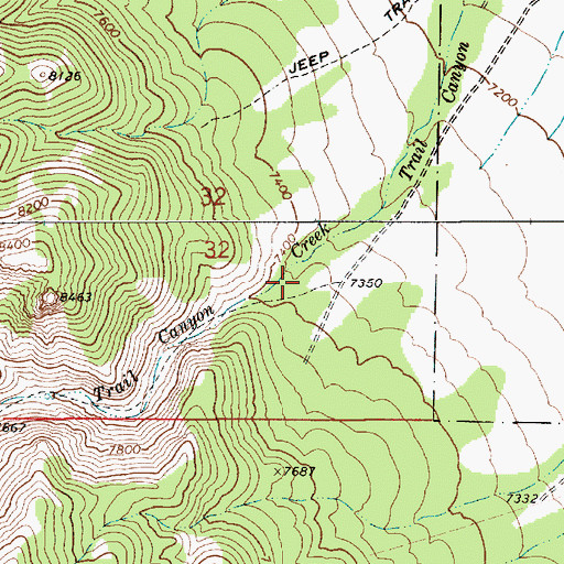 Topographic Map of Trail Canyon, NV