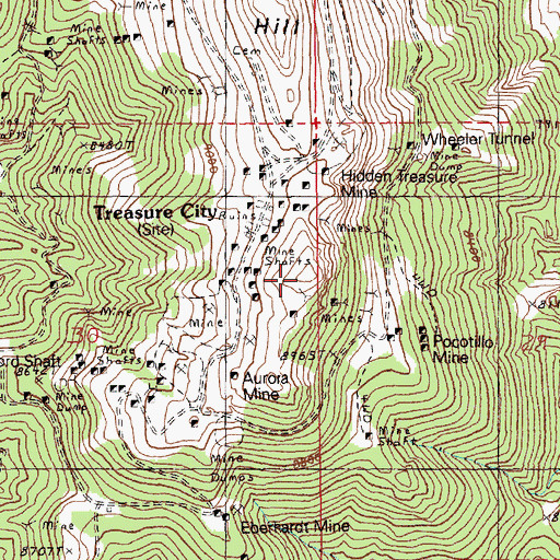 Topographic Map of Treasure Hill, NV