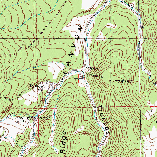 Topographic Map of Truckee Canyon, NV