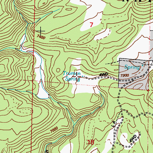 Topographic Map of Truman Spring, NV