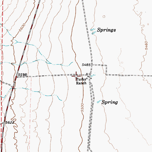 Topographic Map of Turks Ranch, NV