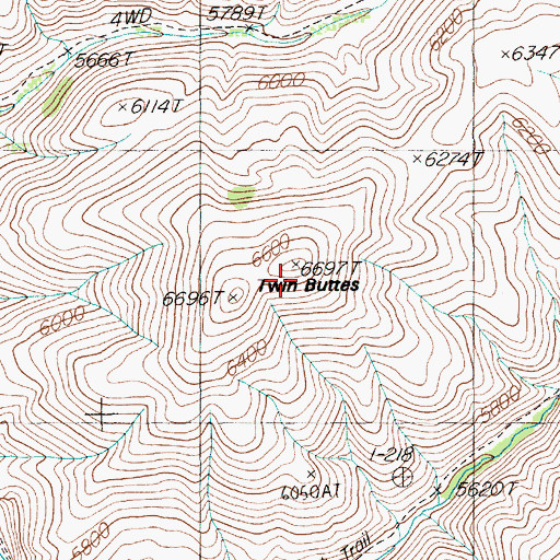Topographic Map of Twin Buttes, NV