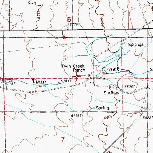 Topographic Map of Twin Creek Ranch, NV