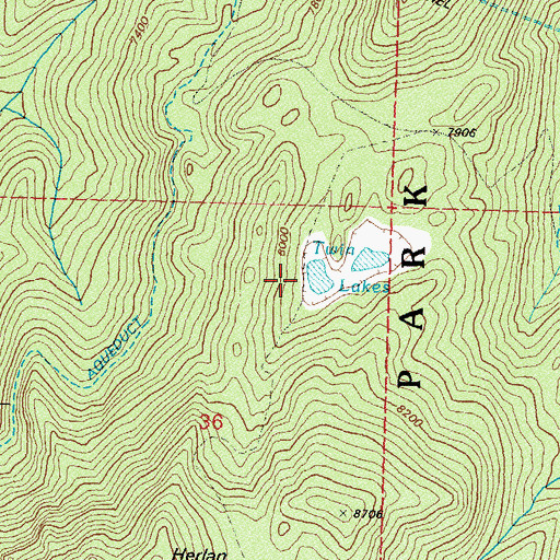 Topographic Map of Twin Lakes, NV