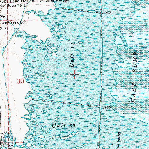Topographic Map of Ruby Lake Unit Fourteen, NV