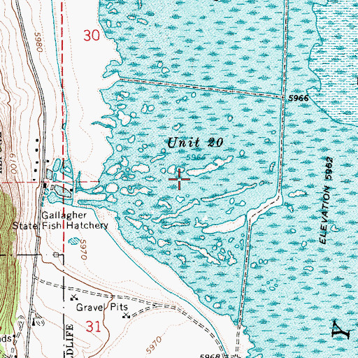 Topographic Map of Ruby Lake Unit Twenty, NV