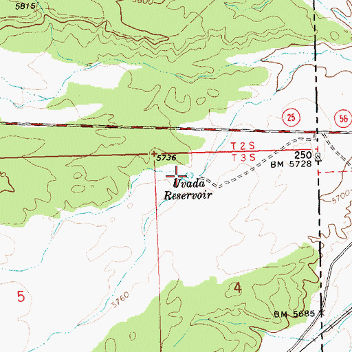 Topographic Map of Uvada Reservoir, NV