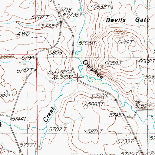Topographic Map of Van Duzer Creek, NV
