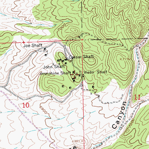 Topographic Map of Vietti Shaft, NV