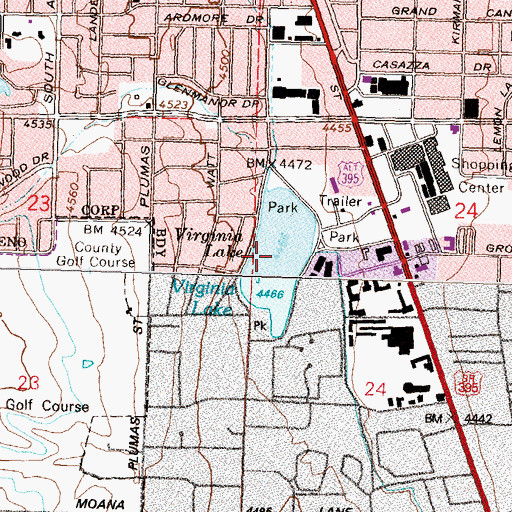 Topographic Map of Virginia Lake, NV