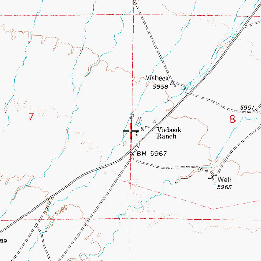 Topographic Map of Visbeek Ranch, NV