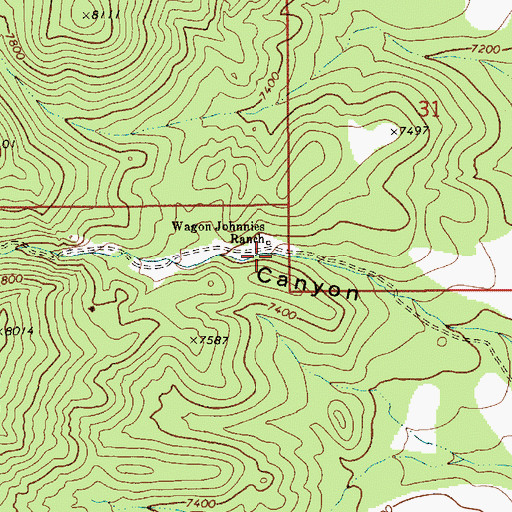 Topographic Map of Wagon Johnnies Ranch, NV