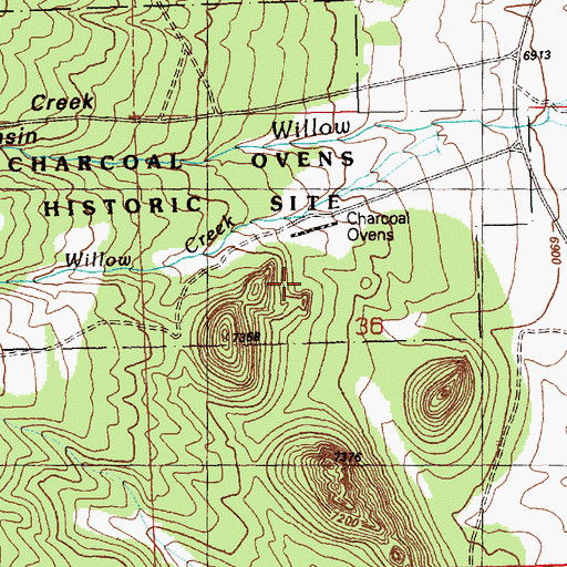 Topographic Map of Ward Charcoal Ovens State Historic Park, NV