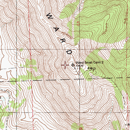 Topographic Map of Ward Mountain, NV
