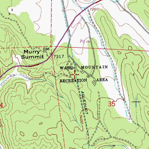 Topographic Map of Ward Mountain Recreation Area, NV