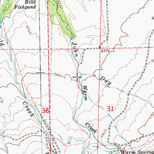 Topographic Map of Warm Creek, NV