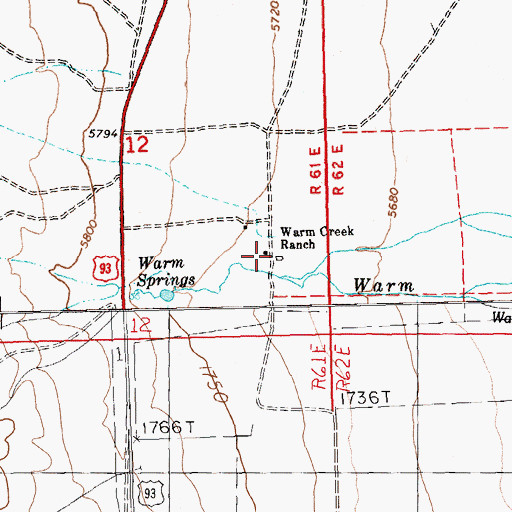 Topographic Map of Warm Creek Ranch, NV