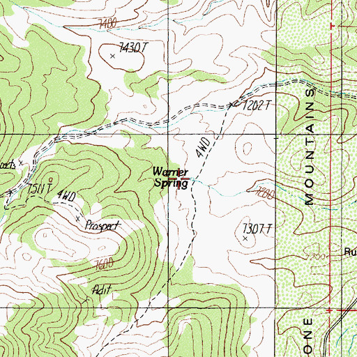 Topographic Map of Warner Spring, NV