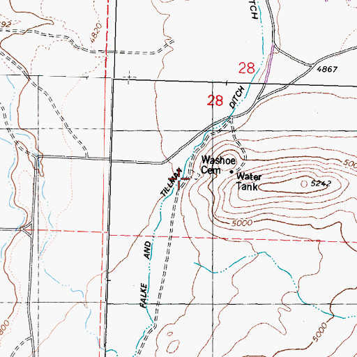 Topographic Map of Washoe Cemetery, NV