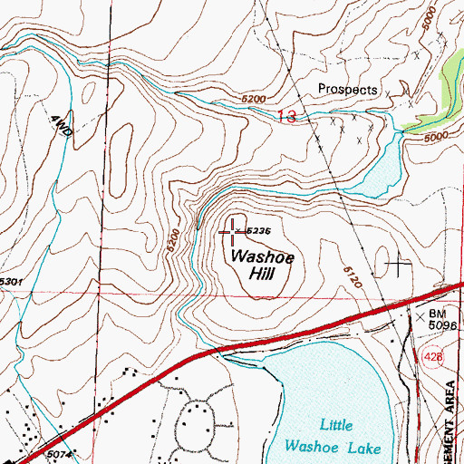 Topographic Map of Washoe Hill, NV