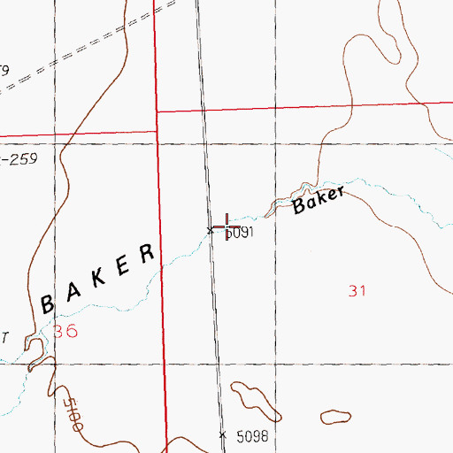 Topographic Map of Weaver Creek, NV