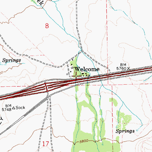 Topographic Map of Welcome, NV