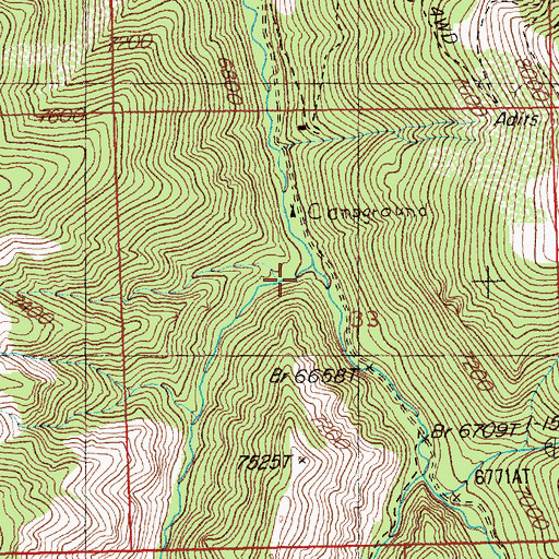Topographic Map of West Fork Pine Creek, NV
