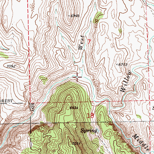 Topographic Map of West Fork Willow Creek, NV