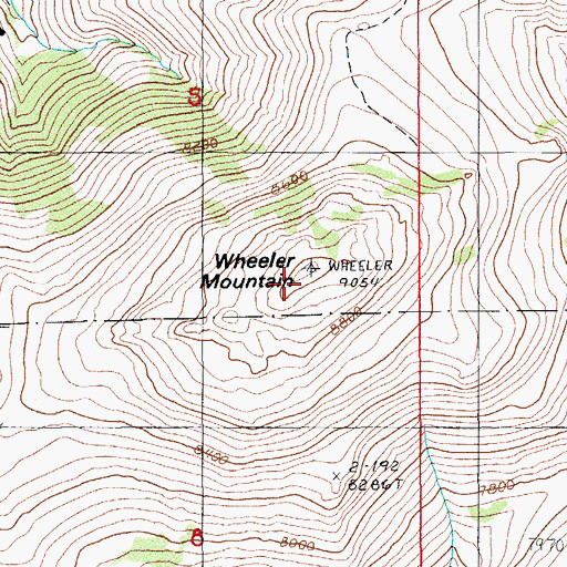 Topographic Map of Wheeler Mountain, NV
