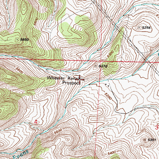 Topographic Map of Wheeler Ranch Prospect, NV
