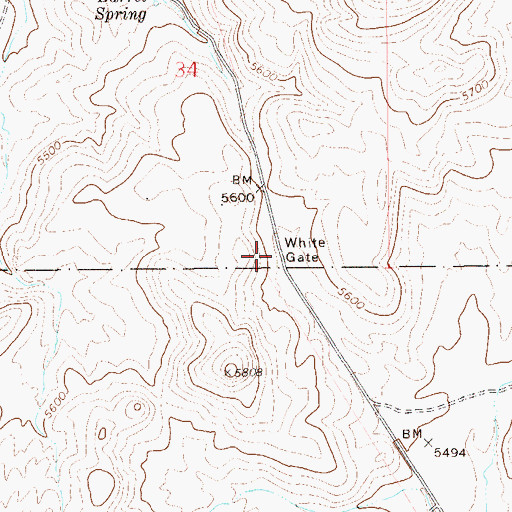Topographic Map of White Gate, NV