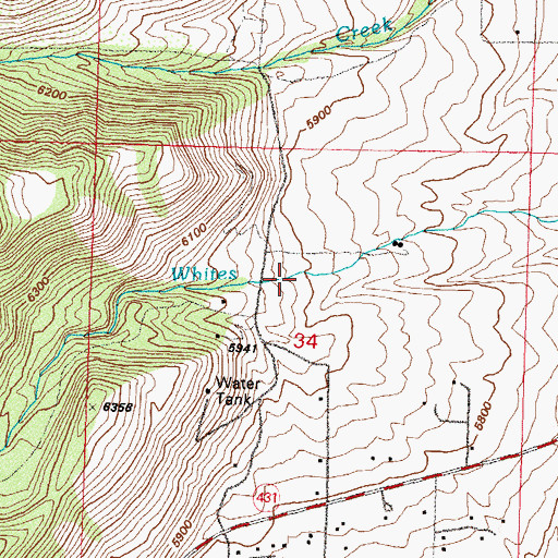 Topographic Map of Whites Canyon, NV