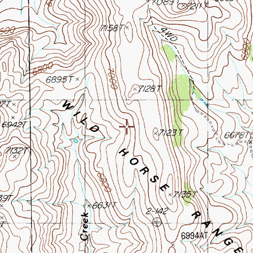 Topographic Map of Wild Horse Range, NV