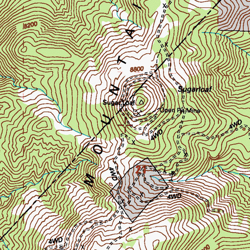 Topographic Map of Wild Rose Mine, NV