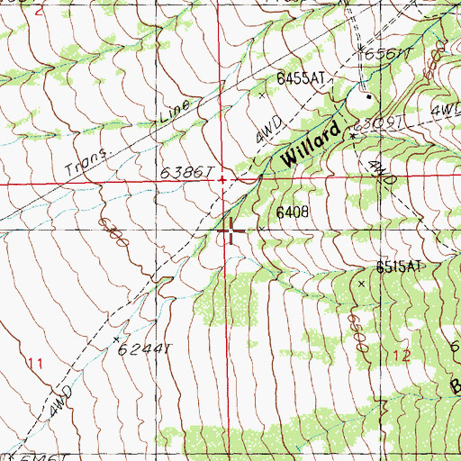 Topographic Map of Willard Creek, NV