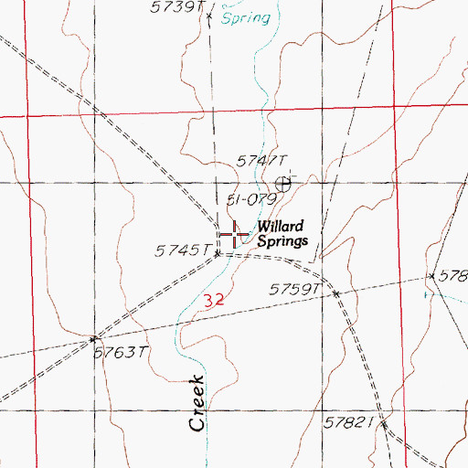 Topographic Map of Willard Springs, NV
