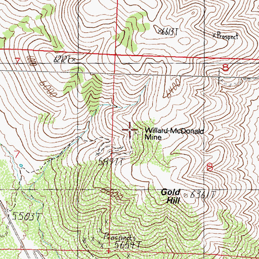 Topographic Map of Willard-McDonald Mine, NV