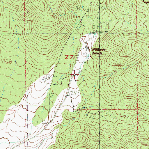Topographic Map of Williams Ranch, NV
