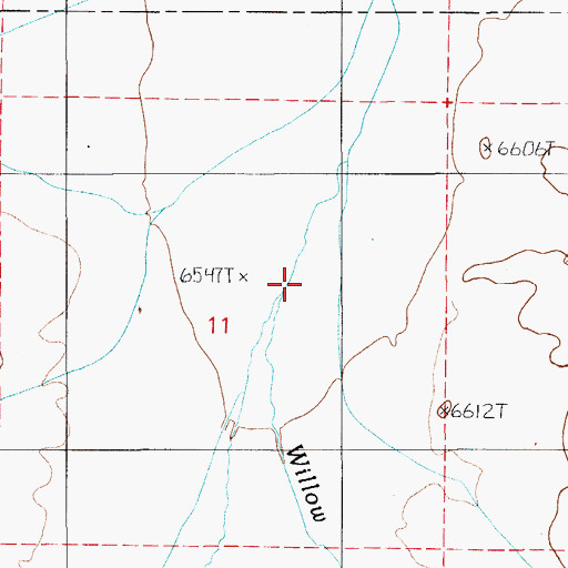 Topographic Map of Willow Creek, NV