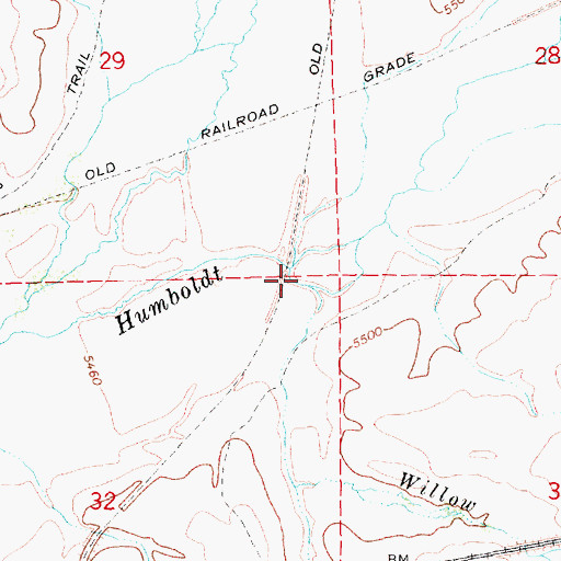Topographic Map of Willow Creek, NV