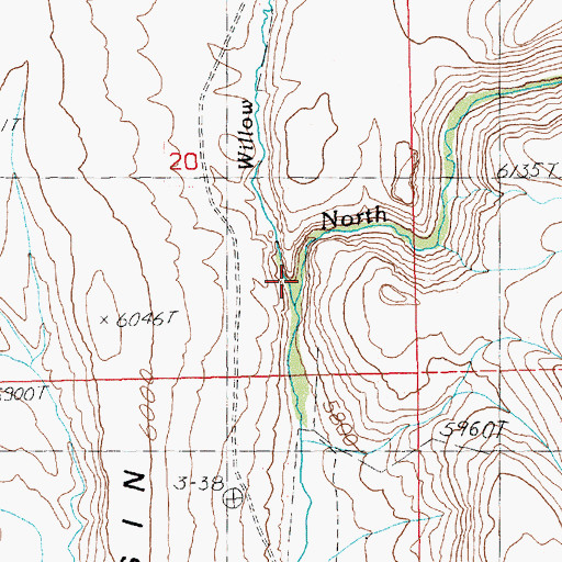 Topographic Map of Willow Creek, NV
