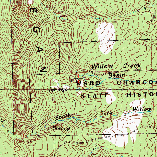 Topographic Map of Willow Creek Basin, NV